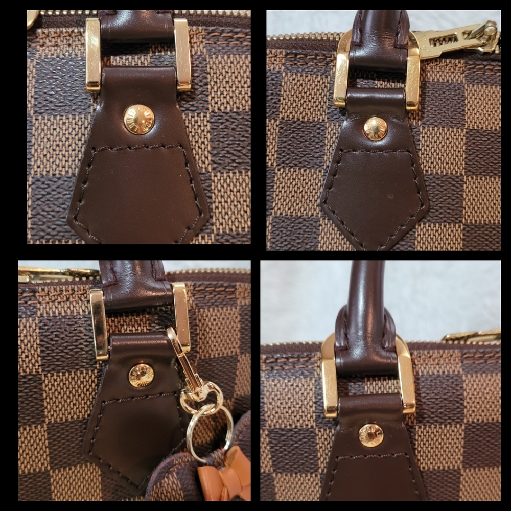 Authentic Louis Vuitton Damier Ebene Coated Canvas Leather Alma PM Satchel Bag - Picture 11 of 16